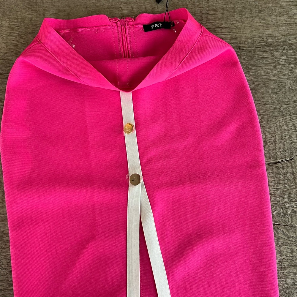 Bright Pink Skirt with White Trim